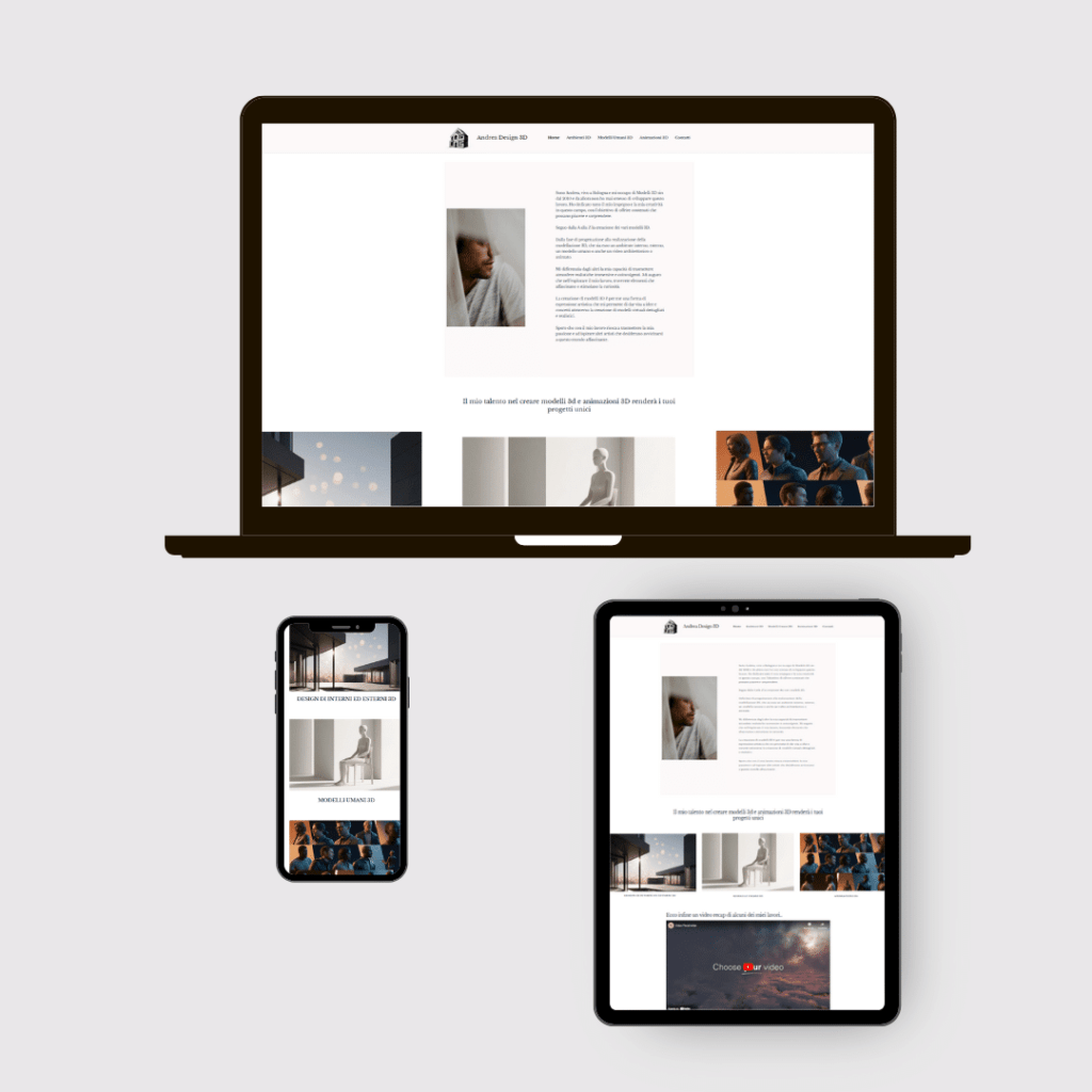 Visione su desktop pc, tablet e smartphone del sito andreadesign3d