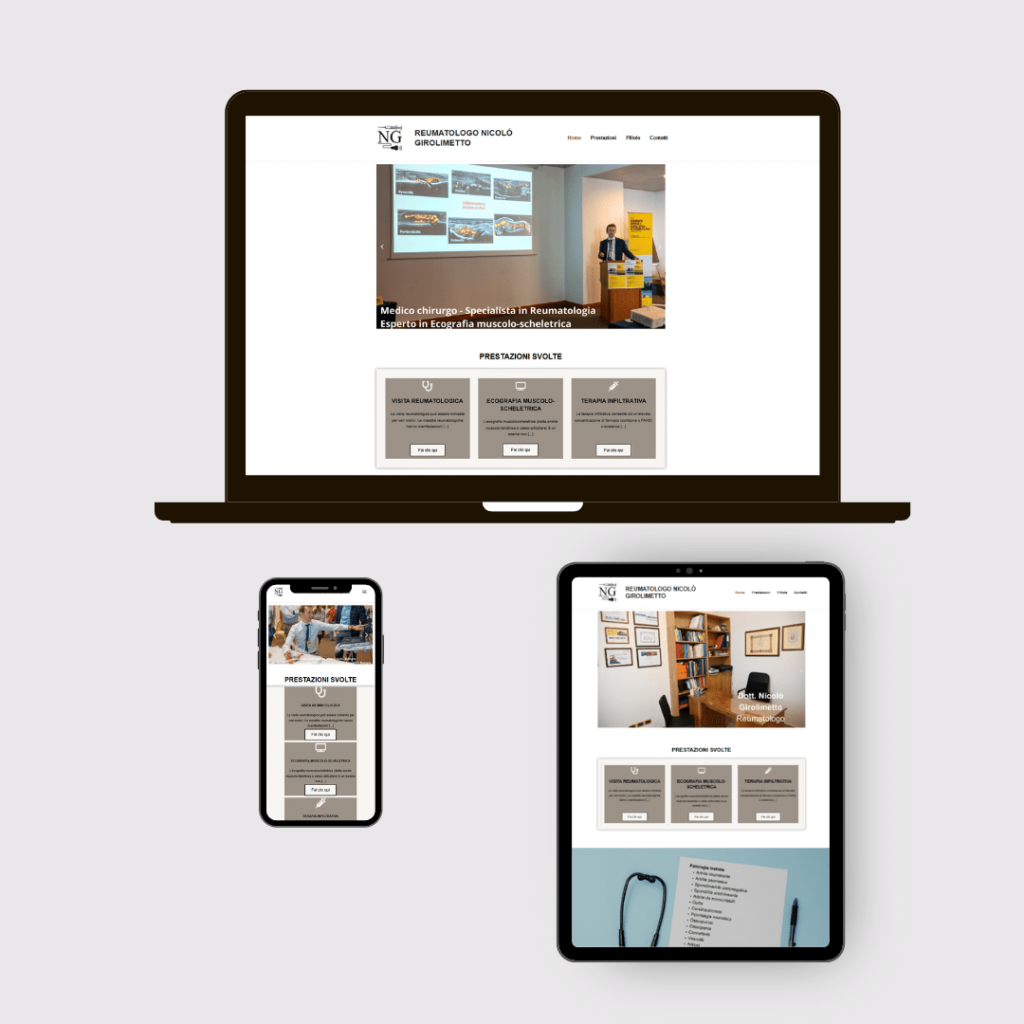 Visione su desktop pc, tablet e smartphone del sito reumatologogirolimetto.it