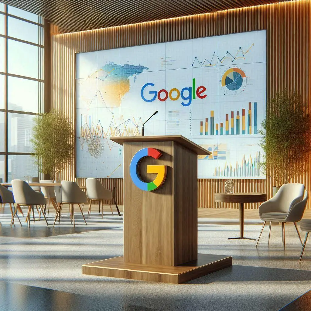 podio di google in una sala riunioni